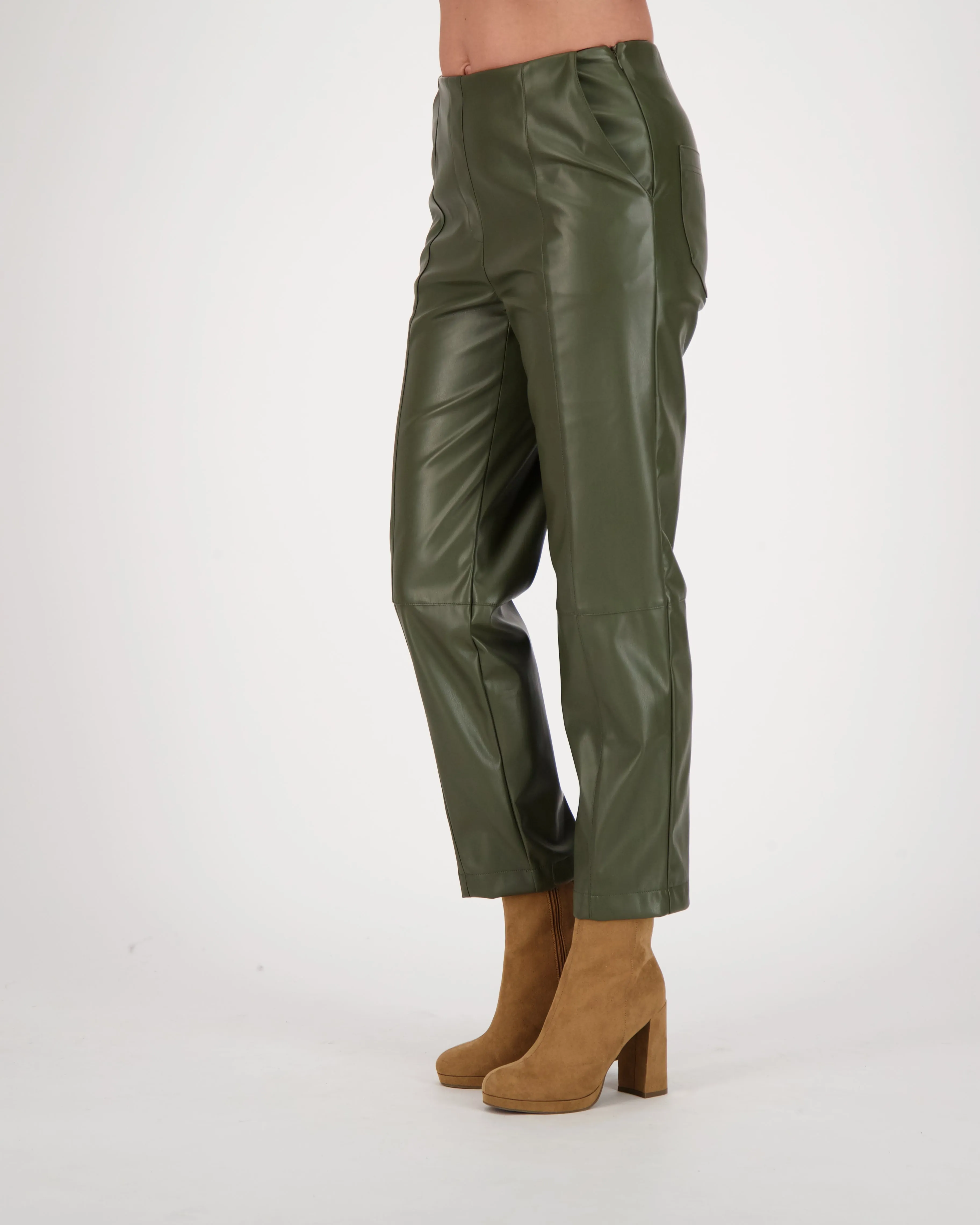 Faux Leather Straight Leg Pant