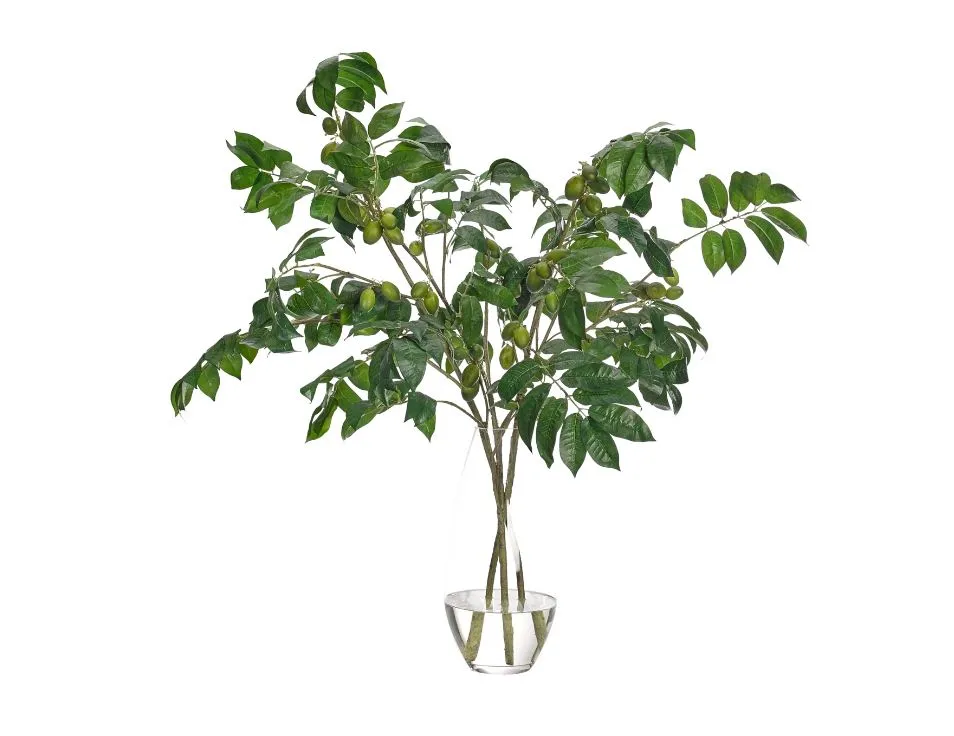 Faux Olive Branch in Glass Vase