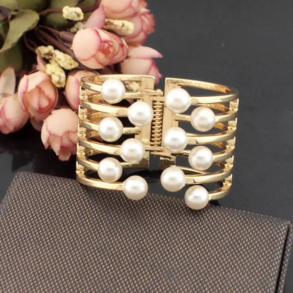 Faux Pearl Cuff Bangles Charm Bracelets for women