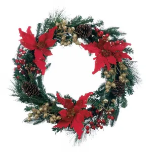 Faux Poinsettia Christmas Wreath