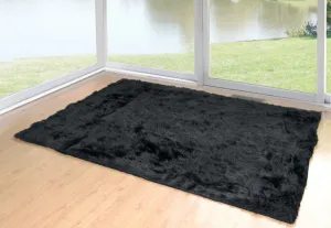 Faux Sheepskin Fur Area Rug Black Rectangular 8x5