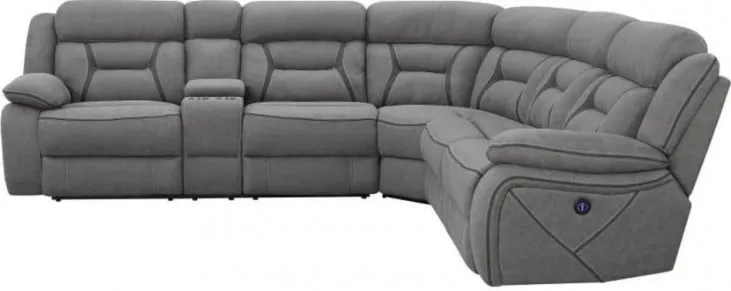 Faux Suede 4 Pc Power Reclining Sectional - Grey