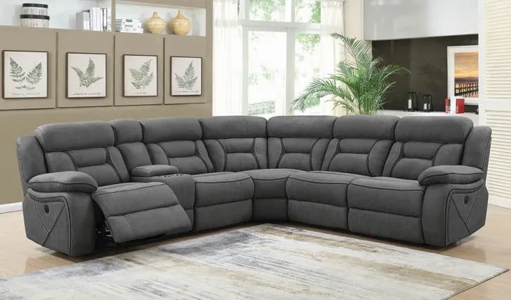 Faux Suede 4 Pc Power Reclining Sectional - Grey