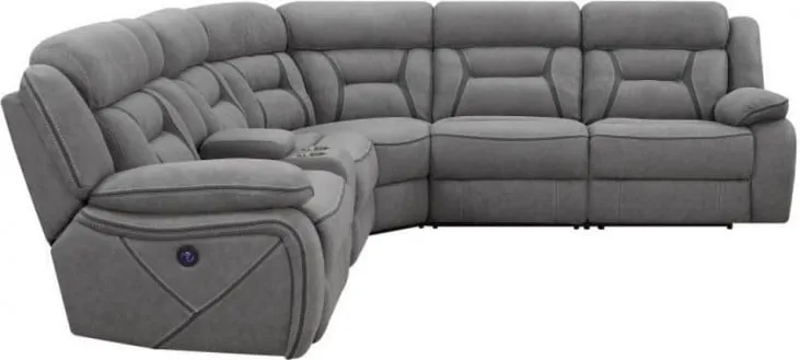 Faux Suede 4 Pc Power Reclining Sectional - Grey