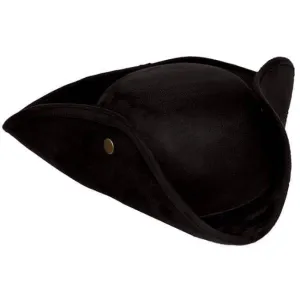 Faux Suede Tri Corner Hat - Black