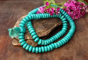 Faux Turquoise Flat Beads Prayer Mala