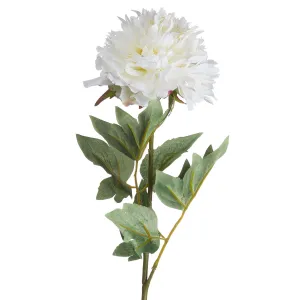 Faux White Peony Single Stem Flower