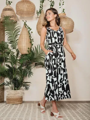 Faux Wrap Monochrome Dress