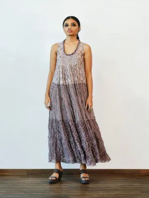 Fawn Chanderi Smoked Tiered Dress