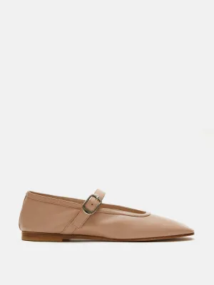 Fawn leather ballet Mary Jane flats