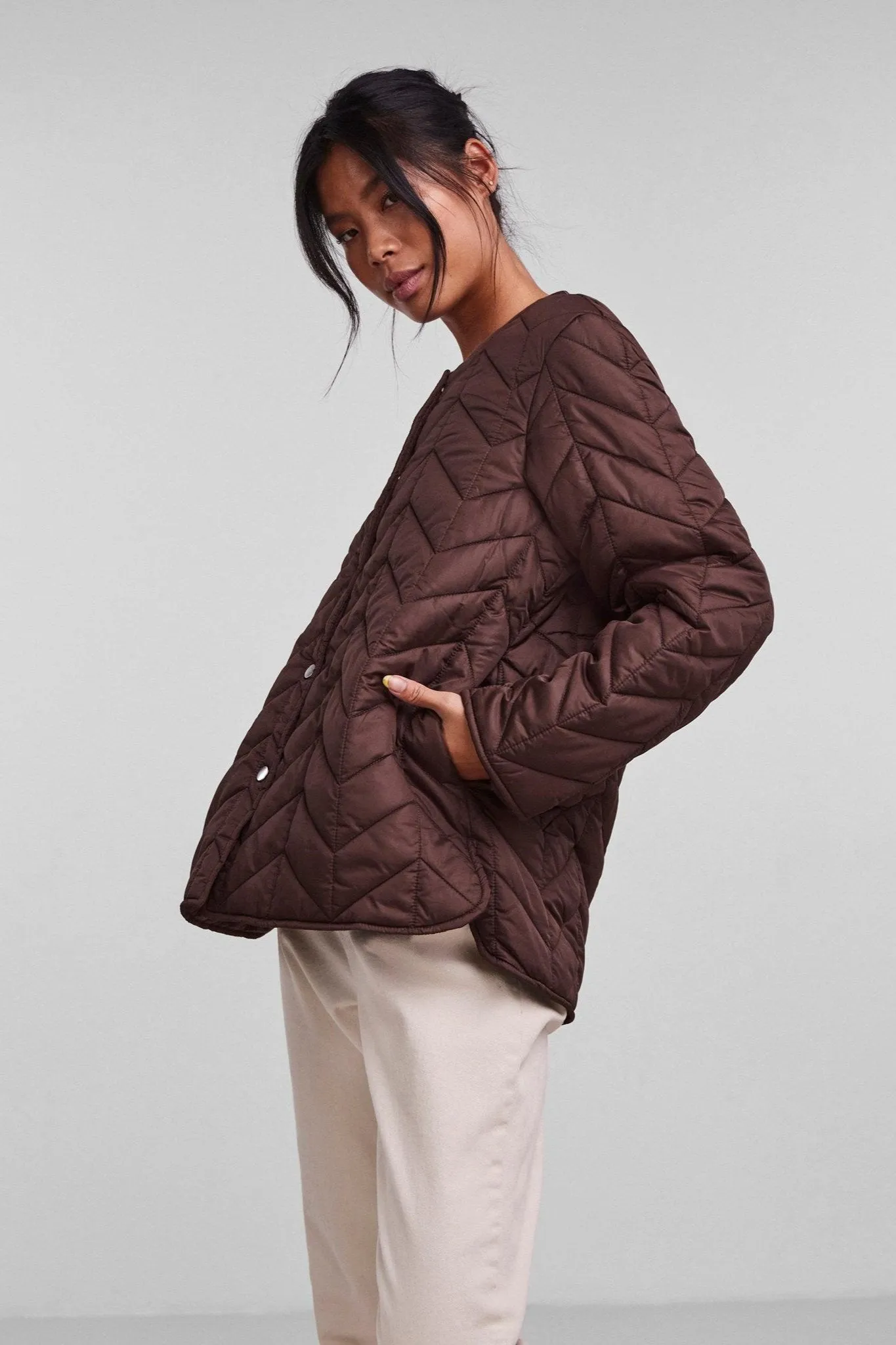 Fawn Short Quilted Jacket - Chicory Coffee