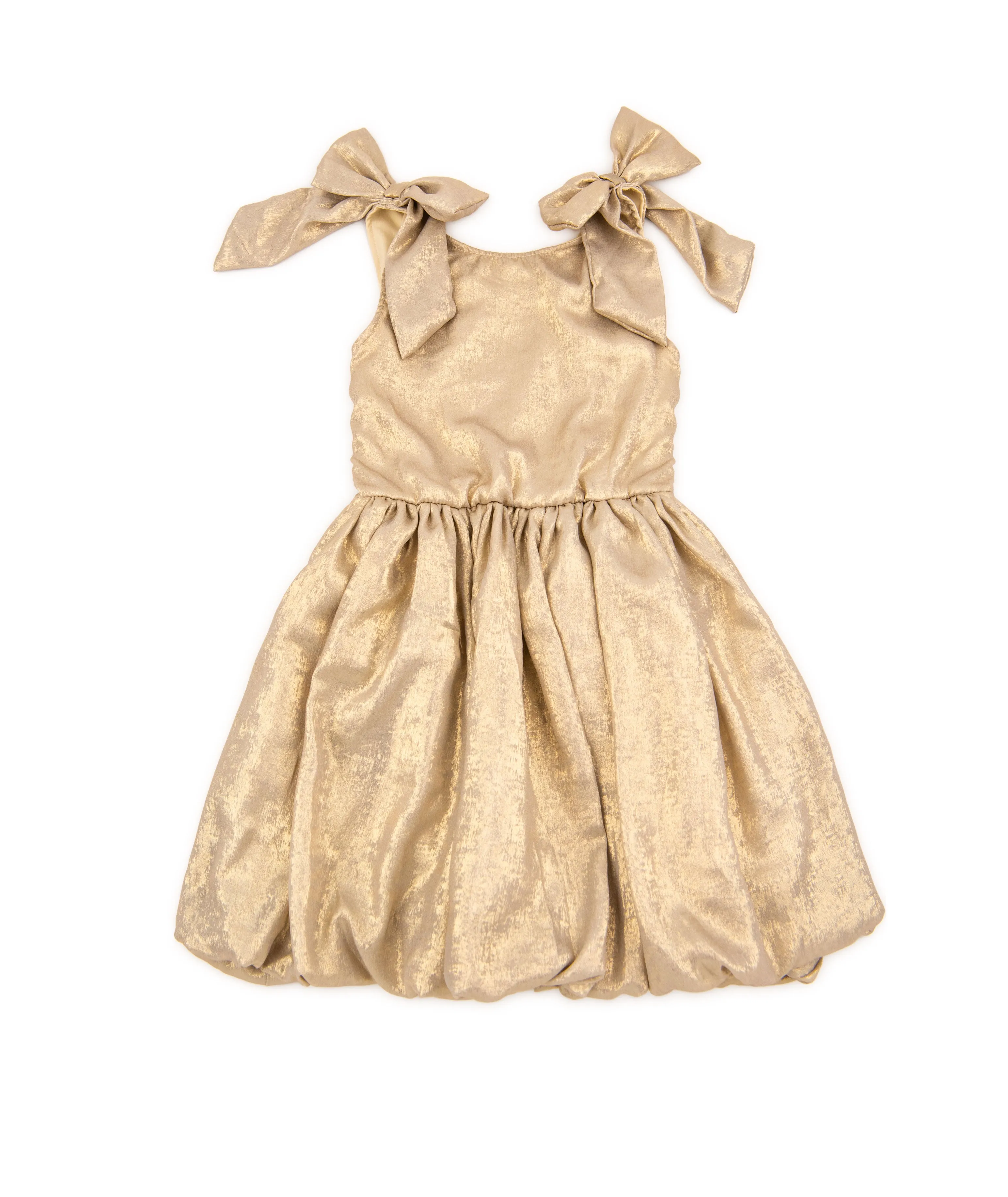 FBZ Girls Gold Tie Shoulder Bubble Dress