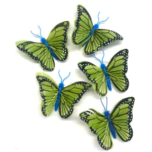 Feather Butterflies Style 4 MINI 5 Pack - Olive Green