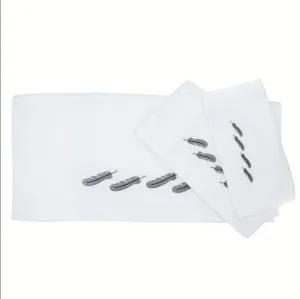 Feather Embroidery 6-PC Bath Towel Set - White