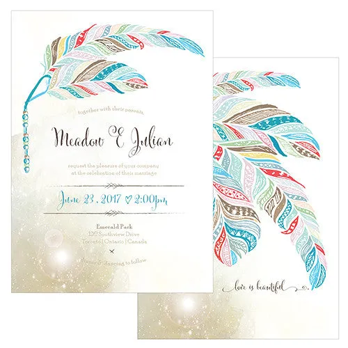 Feather Whimsy Invitation Purple