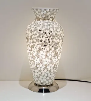 Febland White Flower Tile Mosaic Vase Lamp