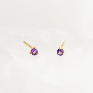 February Birthstone Stud Earrings 14k Gold - Amethyst