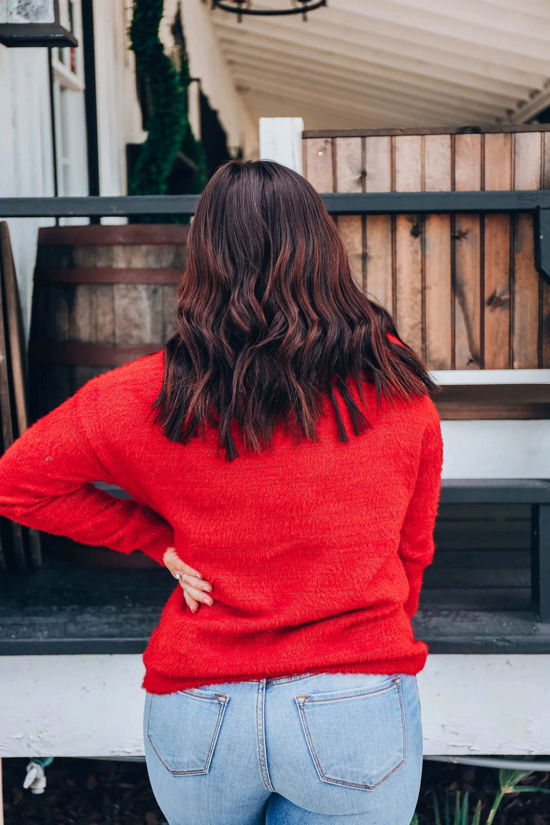 Feels Like Angora Tinsel Sweater - Red