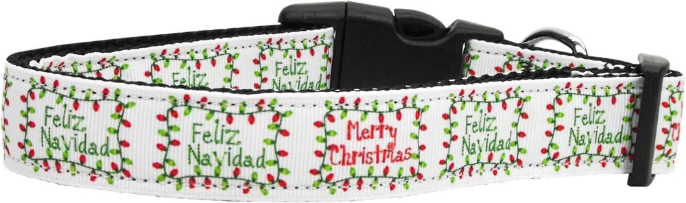 Feliz Navidad Nylon Dog Collar Sm