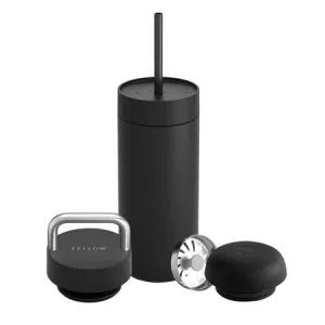 Fellow Carter Thermal Mug Set   3 Caps Matte Black 473 Ml