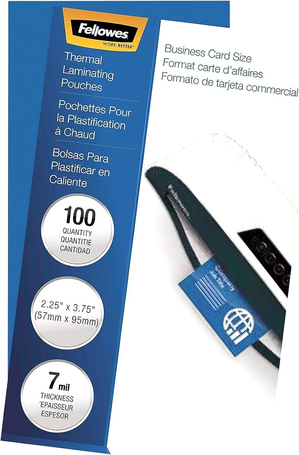 Fellowes Glossy Pouches - Business Card, 7 Mil, 100 Pack