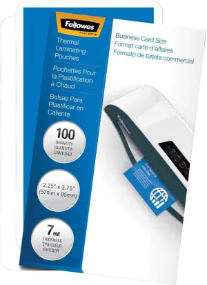 Fellowes Glossy Pouches - Business Card, 7 Mil, 100 Pack