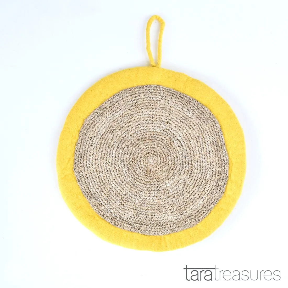 Felt and Jute Cat Scratcher - Yellow Pizza