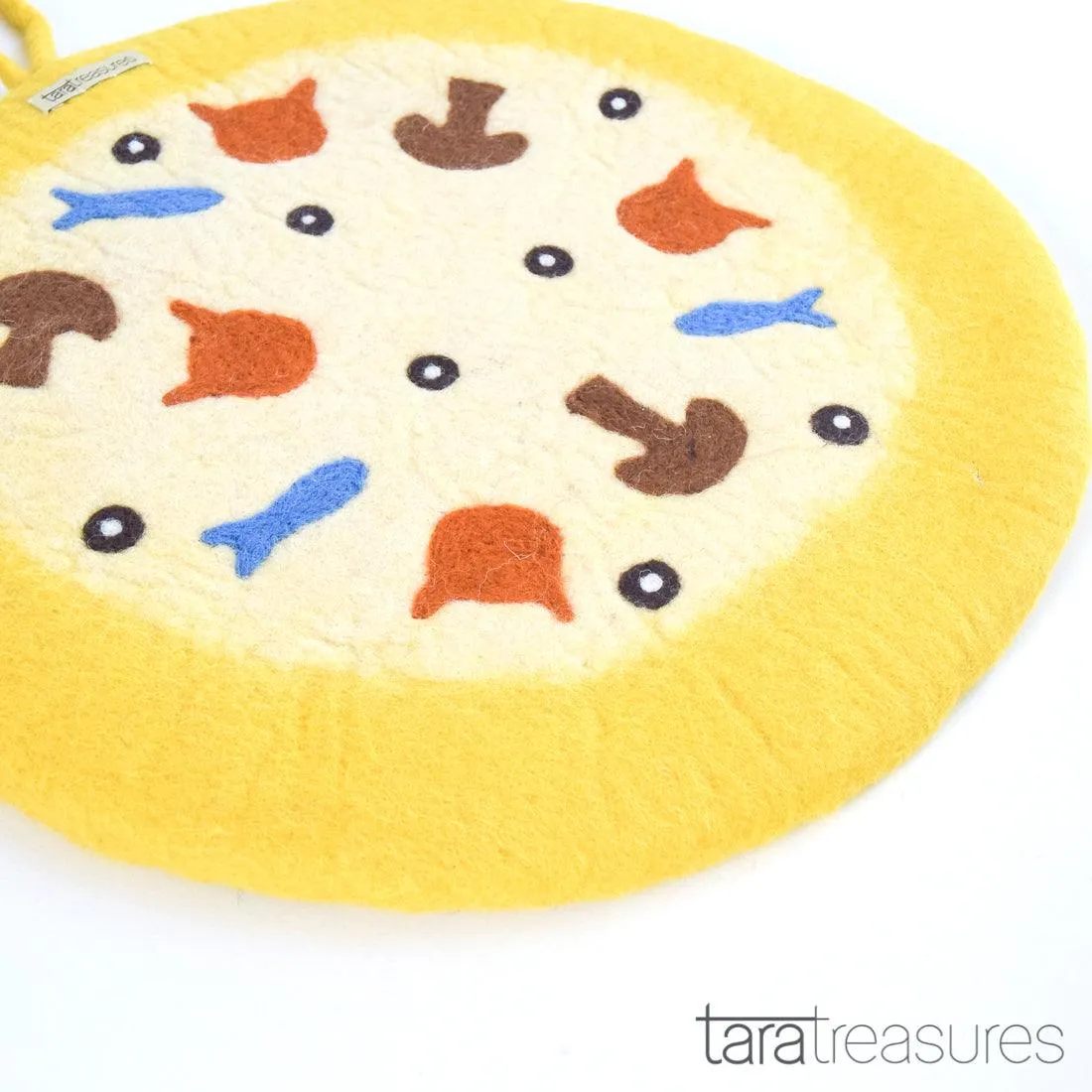 Felt and Jute Cat Scratcher - Yellow Pizza