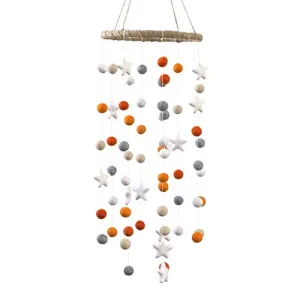 Felt Ball & Star Nursery Mobile- Orange- LARGE