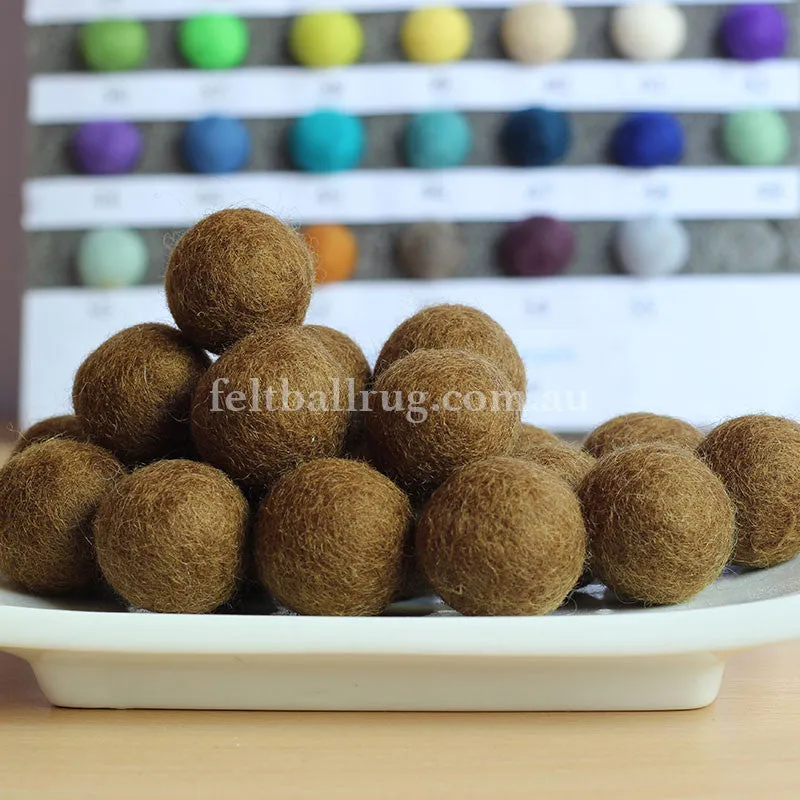 Felt Ball Caramel Brown 1 CM,  2 CM, 2.5 CM, 3 CM, 4 CM Colour 25