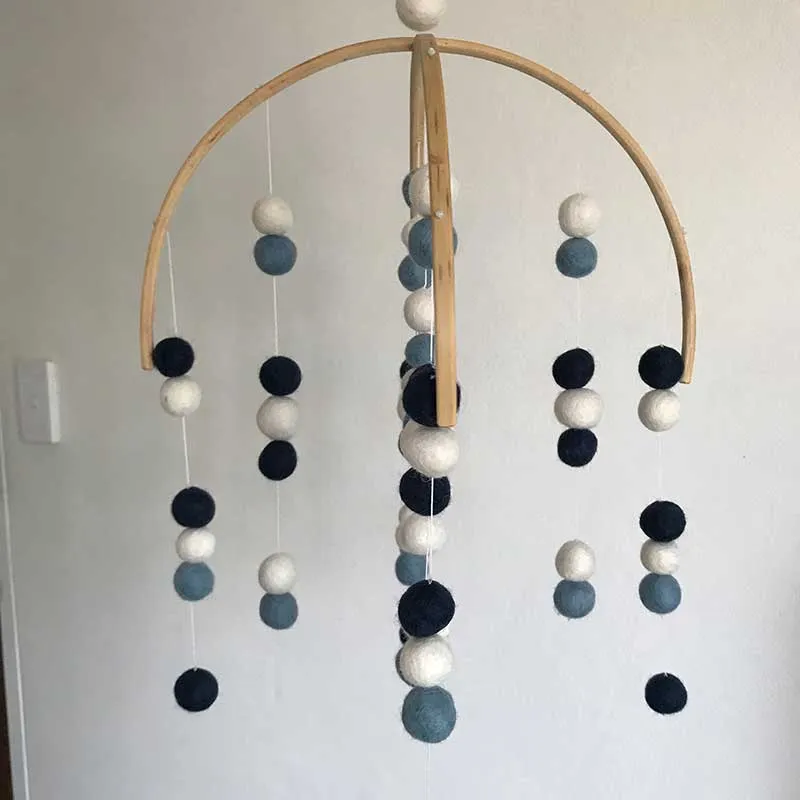 Felt Ball Mobile Navy Blue And White