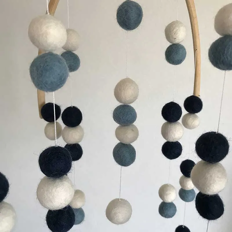 Felt Ball Mobile Navy Blue And White