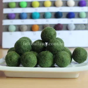 Felt Ball Mountain Green 1 CM,  2 CM, 2.5 CM, 3 CM, 4 CM Colour 30