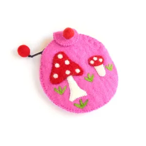 Felt Coin Purse - Mushroom (Pink)