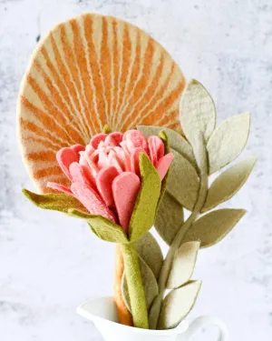 Felt Rustic Floral Bouquet - Protea, Fan Leaf and Ash Leaf