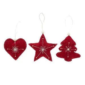 Felt Star, Heart or Tree Red 15cm.