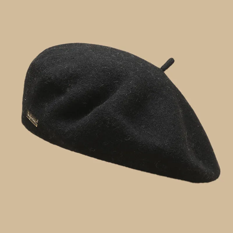 Female beret, vintage in autumn and winter, woolen cloth, octagonal hat, versatile painter hat