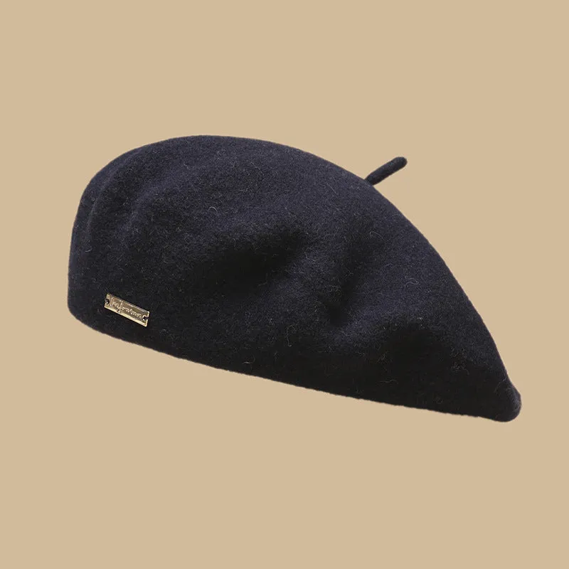 Female beret, vintage in autumn and winter, woolen cloth, octagonal hat, versatile painter hat