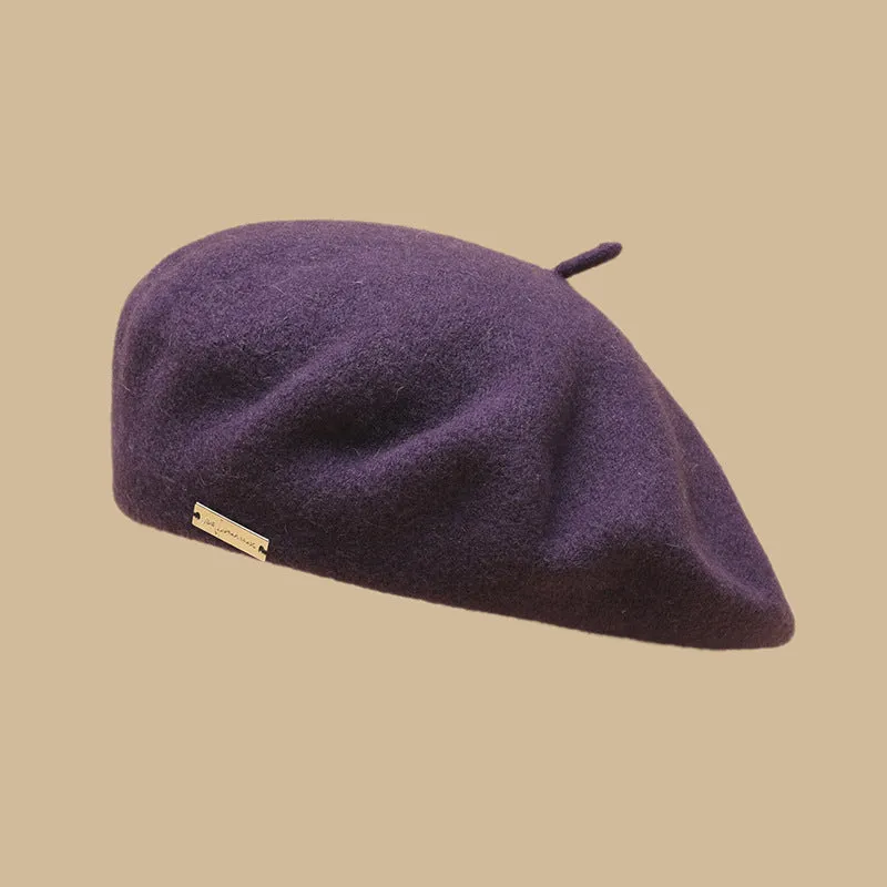 Female beret, vintage in autumn and winter, woolen cloth, octagonal hat, versatile painter hat