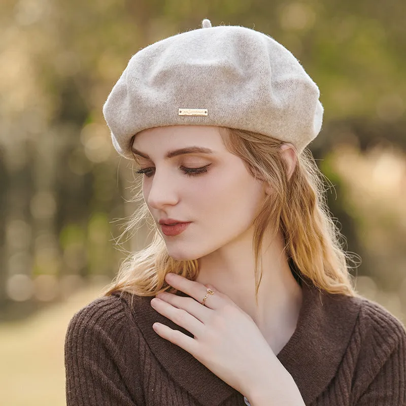 Female beret, vintage in autumn and winter, woolen cloth, octagonal hat, versatile painter hat