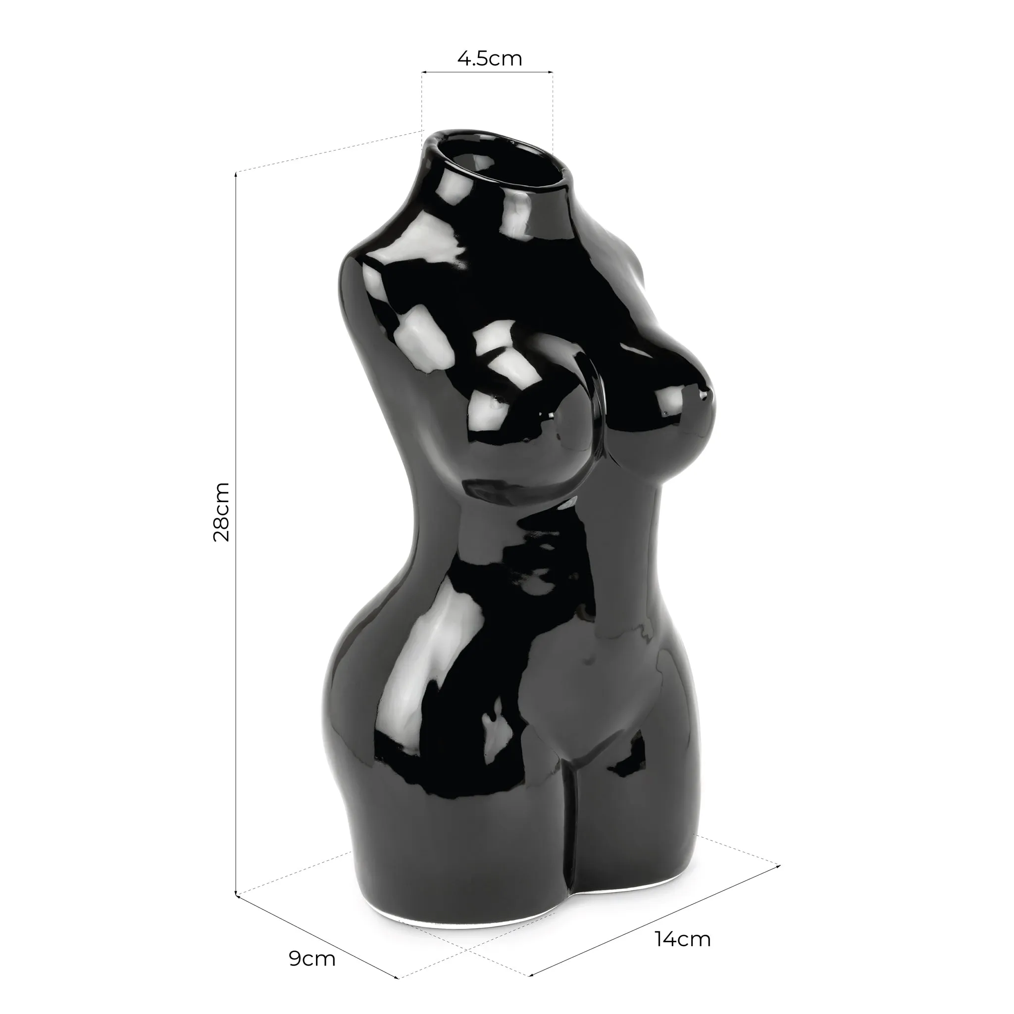 Female Silhouette Body Vase - 29cm - Assorted Colours