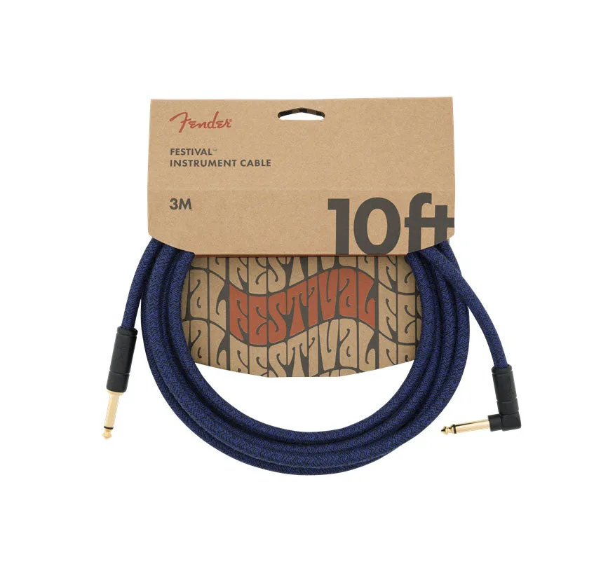 Fender 10' Angled Festival Instrument Cable Pure Hemp Blue Dream