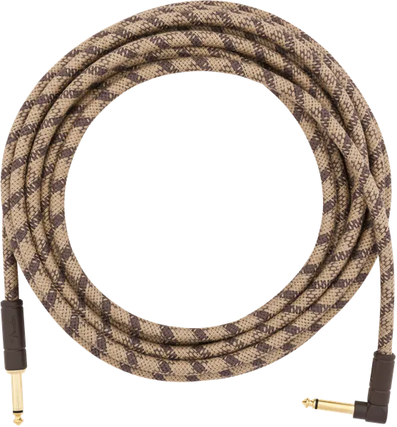 Fender 18.6' Angled Festival Instrument Cable Pure Hemp Brown Stripe