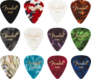 Fender 351 Celluloid Medley (12) Thin Picks