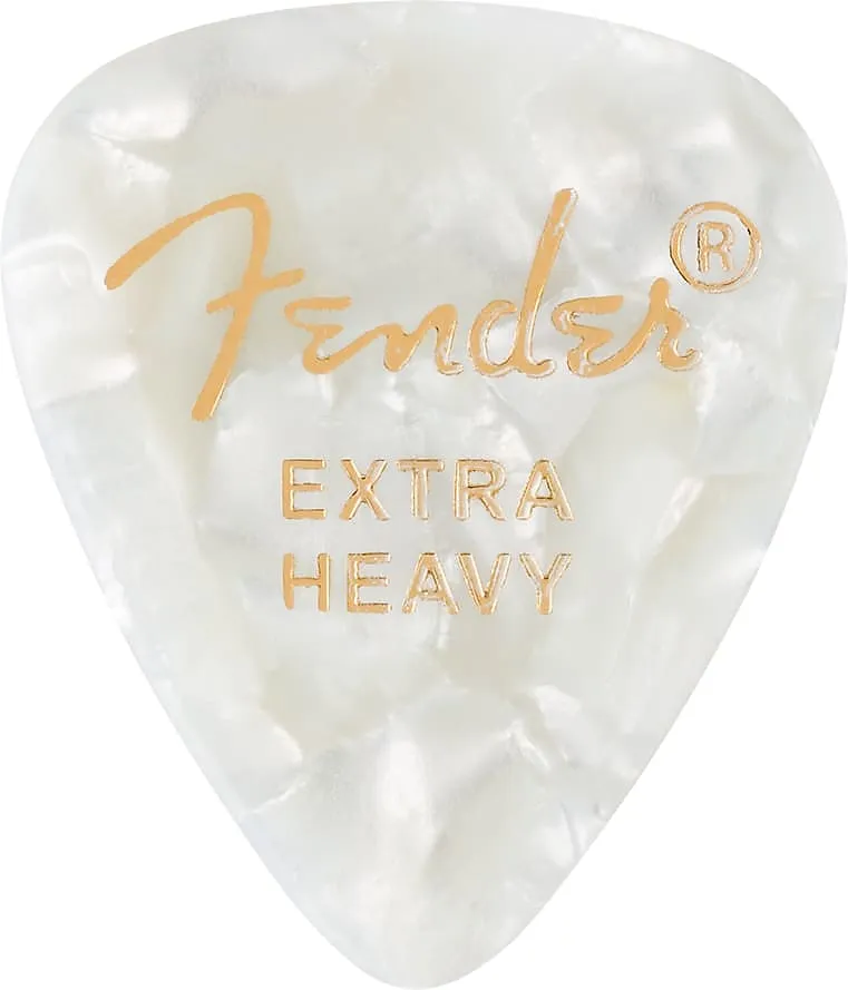 Fender 351 Shape Premium Picks, Extra Heavy, White Moto, 12 Count