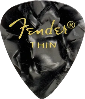 Fender Guitar Pick 351 Shape Classic Celluloid 1 Gross - Black Moto - Thin, 144-Count