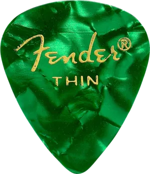 Fender Guitar Pick 351 Shape Classic Celluloid 1 Gross - Green Moto - Thin, 144-Count