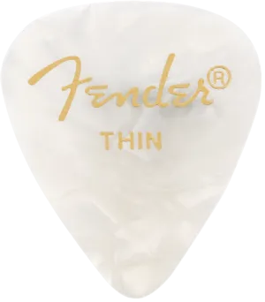 Fender Guitar Pick 351 Shape Classic Celluloid 1 Gross - White Moto - Thin, 144-Count