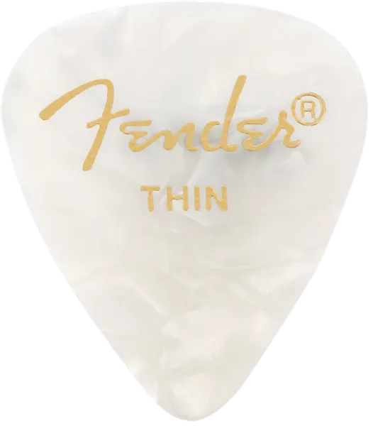 Fender Guitar Pick 351 Shape Classic Celluloid 1 Gross - White Moto - Thin, 144-Count