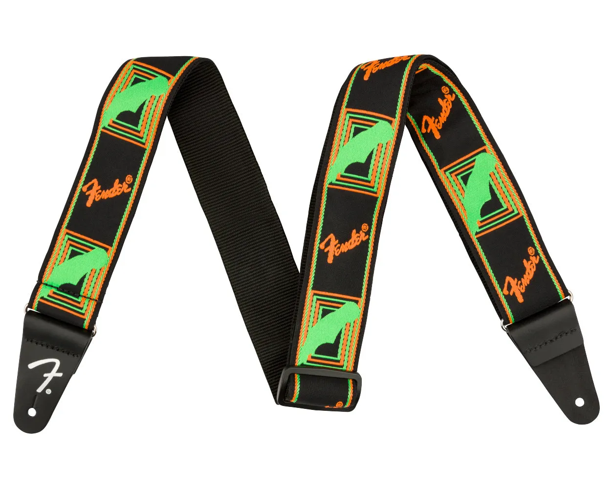 Fender Neon Monogrammed Strap - Green/Orange